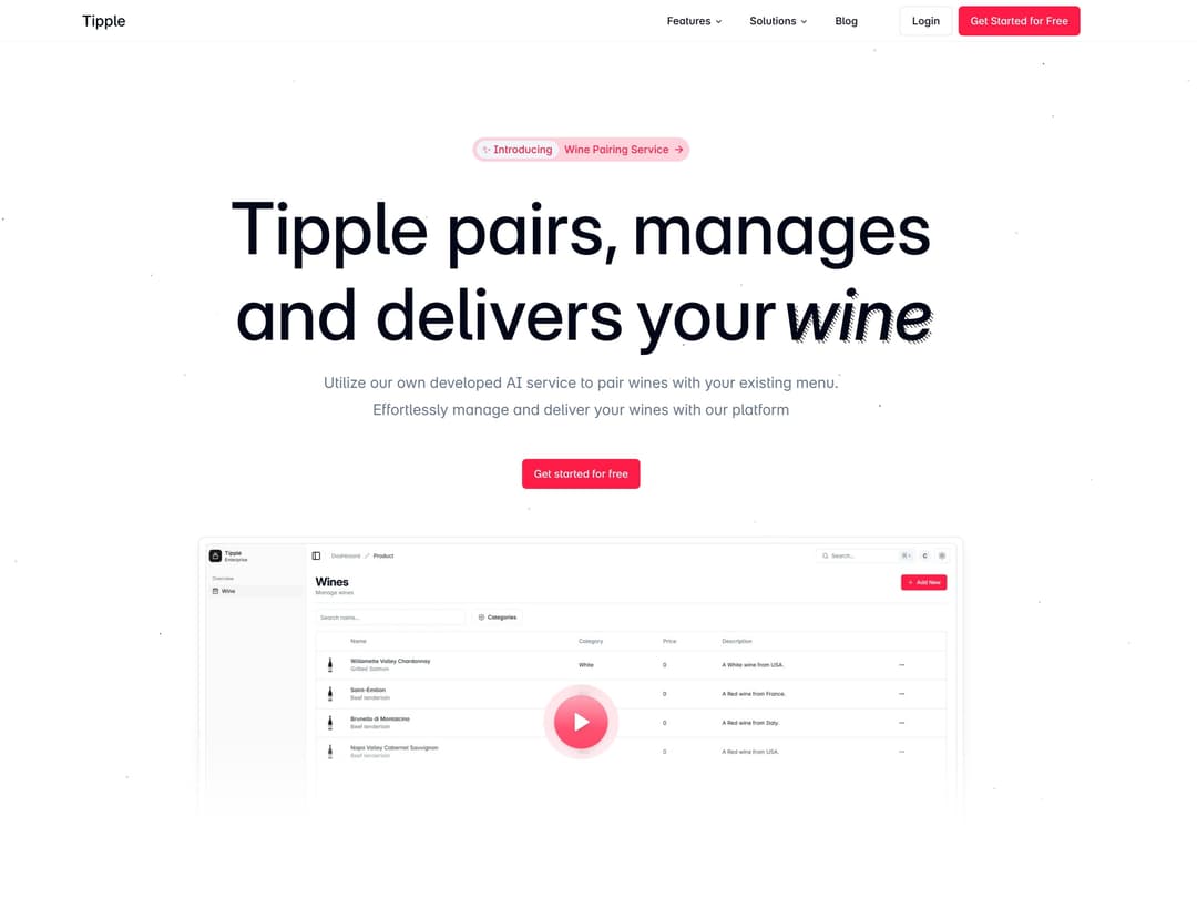 Tipple - Wine Pairing AI